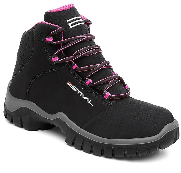 Botina de Segurança Feminina Estival Preto/Rosa EN1007 CA 44598