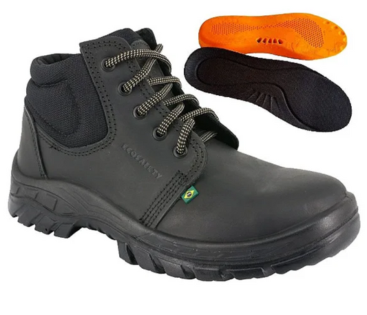 Botina com Biqueira de Pvc Ecosafety Preto + Palmilha Ortopédica Gel