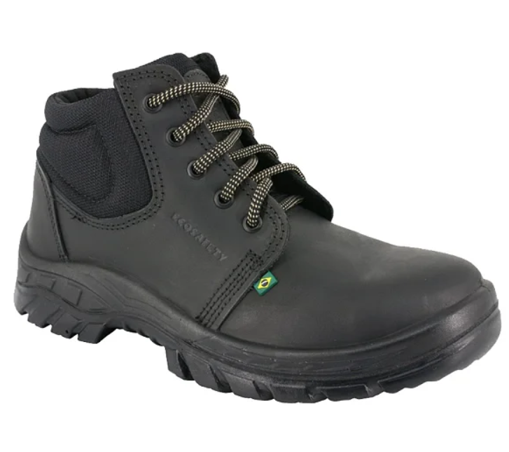 Botina com Biqueira de Pvc Ecosafety Preto + Palmilha Ortopédica Gel