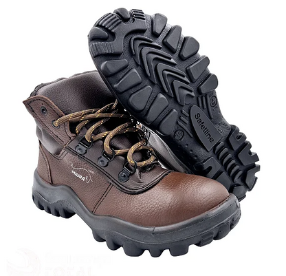 Botina Miura Safetline Couro Liso Marrom