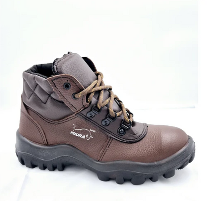 Botina Miura Safetline Couro Liso Marrom