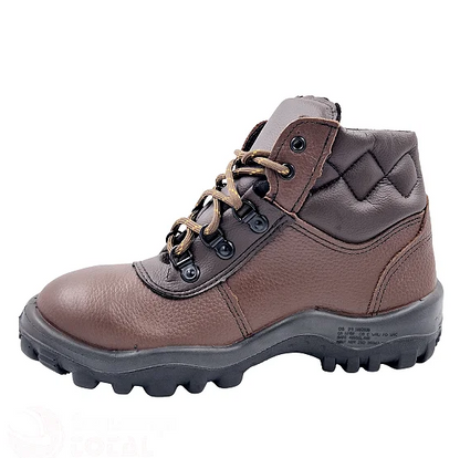 Botina Miura Safetline Couro Liso Marrom