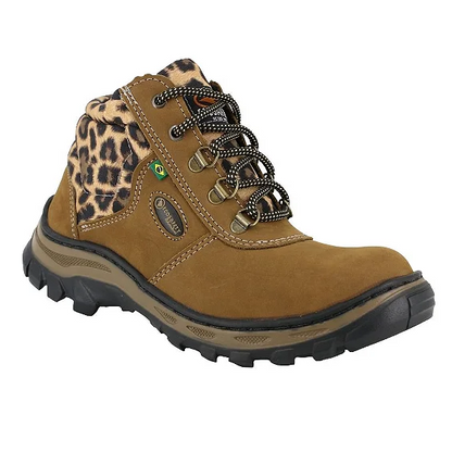 Bota de Segurança Feminino PS157 Creme/Onça CA 17144