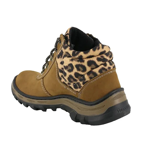 Bota de Segurança Feminino PS157 Creme/Onça CA 17144