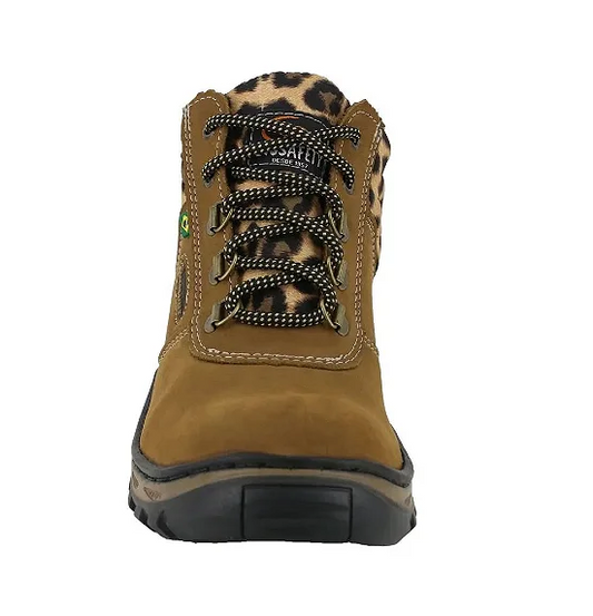 Bota de Segurança Feminino PS157 Creme/Onça CA 17144