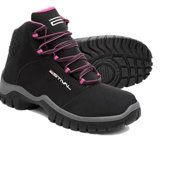 Botina de Segurança Feminina Estival Preto/Rosa EN1007 CA 44598