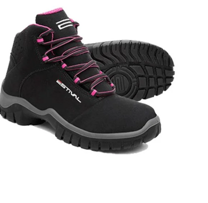 Botina de Segurança Feminina Estival Preto/Rosa EN1007 CA 44598