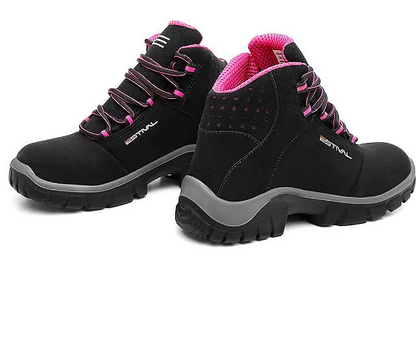 Botina de Segurança Feminina Estival Preto/Rosa EN1007 CA 44598