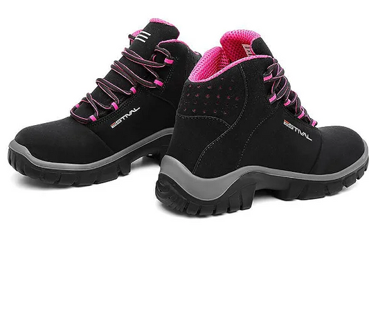 Botina de Segurança Feminina Estival Preto/Rosa EN1007 CA 44598