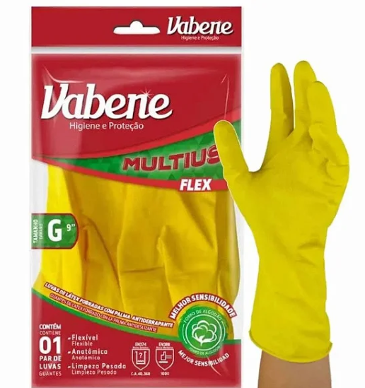 Luva de Látex Multiuso Vabene Amarela