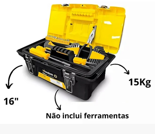 Caixa Organizadora De Ferramentas 15kg Titanium 7511 Preto e Amarelo